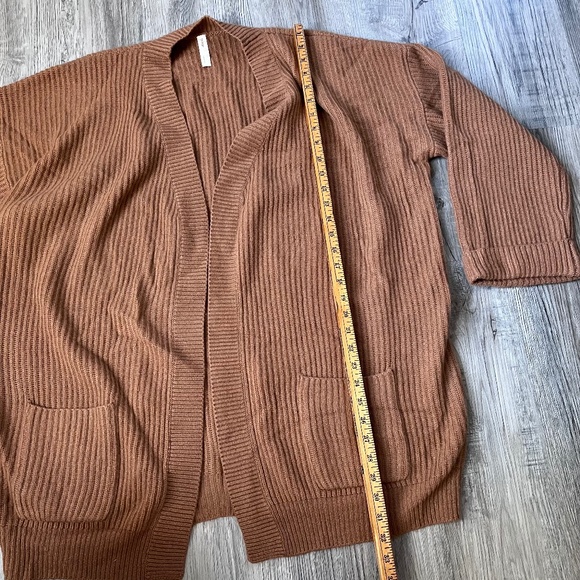Nap 100% Cashmere Cardigan Size M Chunky Ribbed Knit Oversized Open Pockets - Picture 4 of 8